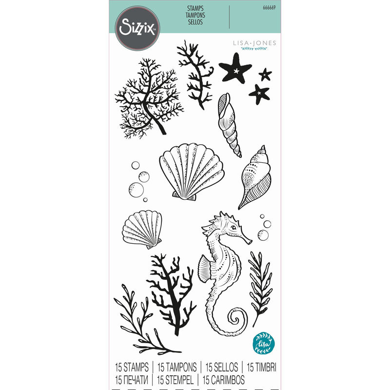 Load image into Gallery viewer, Sizzix • clear stamp set ocean elements 15pcs
