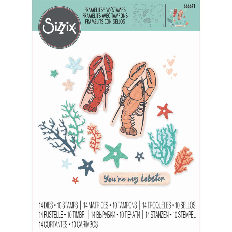 Load image into Gallery viewer, Sizzix • framelits die set with stamps you're my lobster 24pcs
