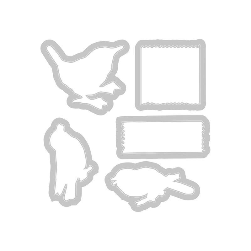 Load image into Gallery viewer, Sizzix • clear stamp set a5 with framelits die bird song 28pcs
