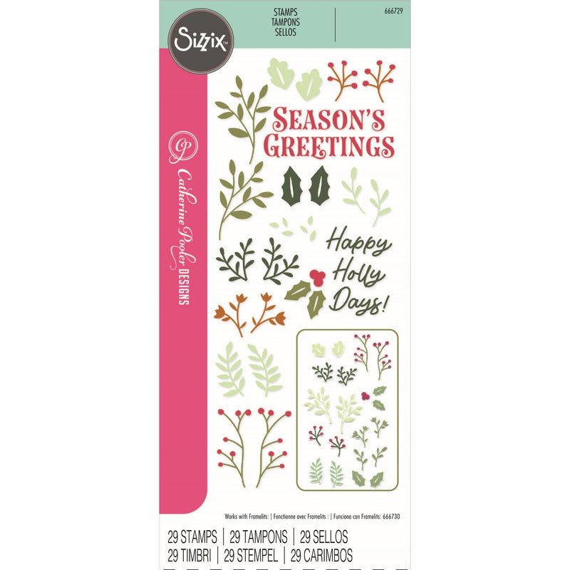 Load image into Gallery viewer, Sizzix • clear stamp set happy holly days 29pcs
