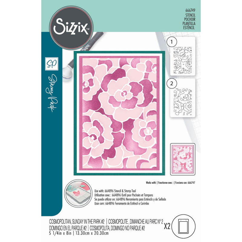 Load image into Gallery viewer, Sizzix • cosmopolitan stencil a6 sunday in the park nr.2 2pcs
