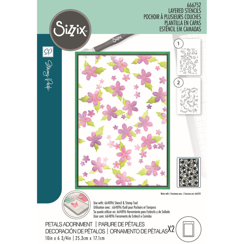Load image into Gallery viewer, Sizzix • cosmopolitan stencil a5 petals adornment 2pcs
