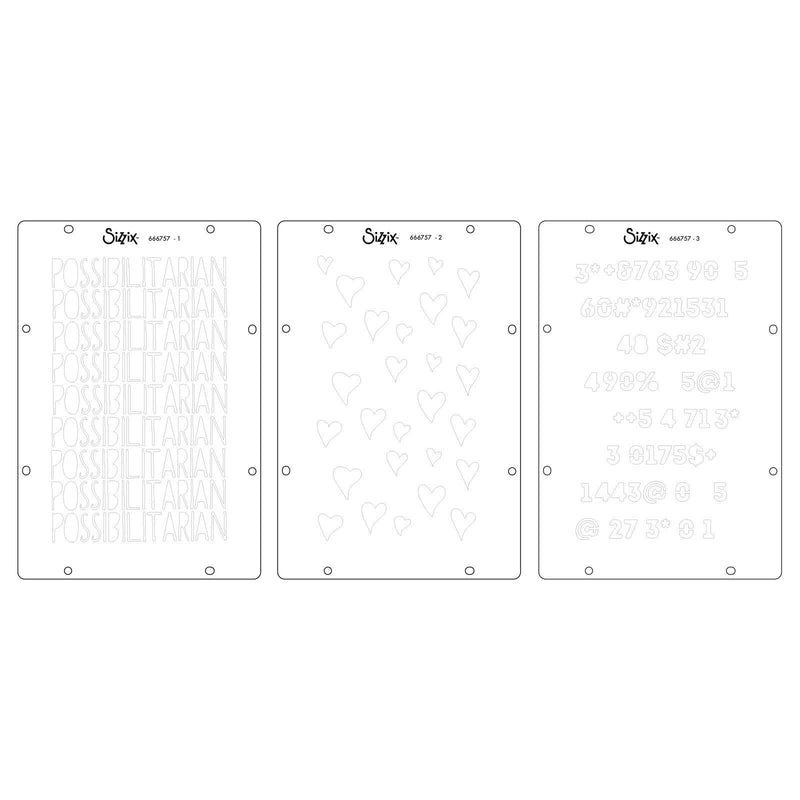 Load image into Gallery viewer, Sizzix • studio stamps set 13pcs 3pcs stencils possibilitarian by cat kerr
