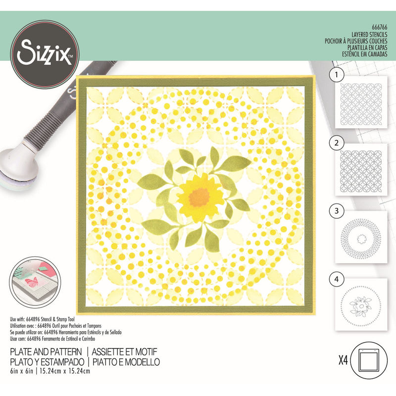 Load image into Gallery viewer, Sizzix • layered stencils plate pattern 4pcs

