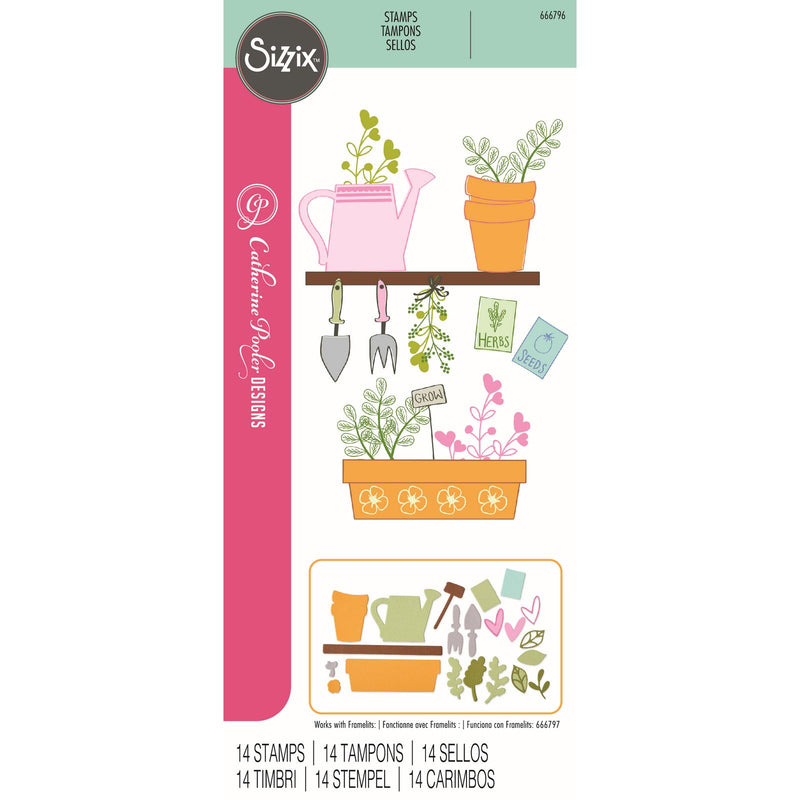 Load image into Gallery viewer, Sizzix • clear stamps greenhouse finds 14pcs

