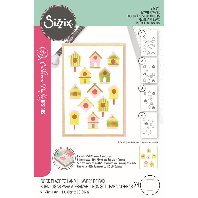 Load image into Gallery viewer, Sizzix • layered stencils good place to land 4pcs
