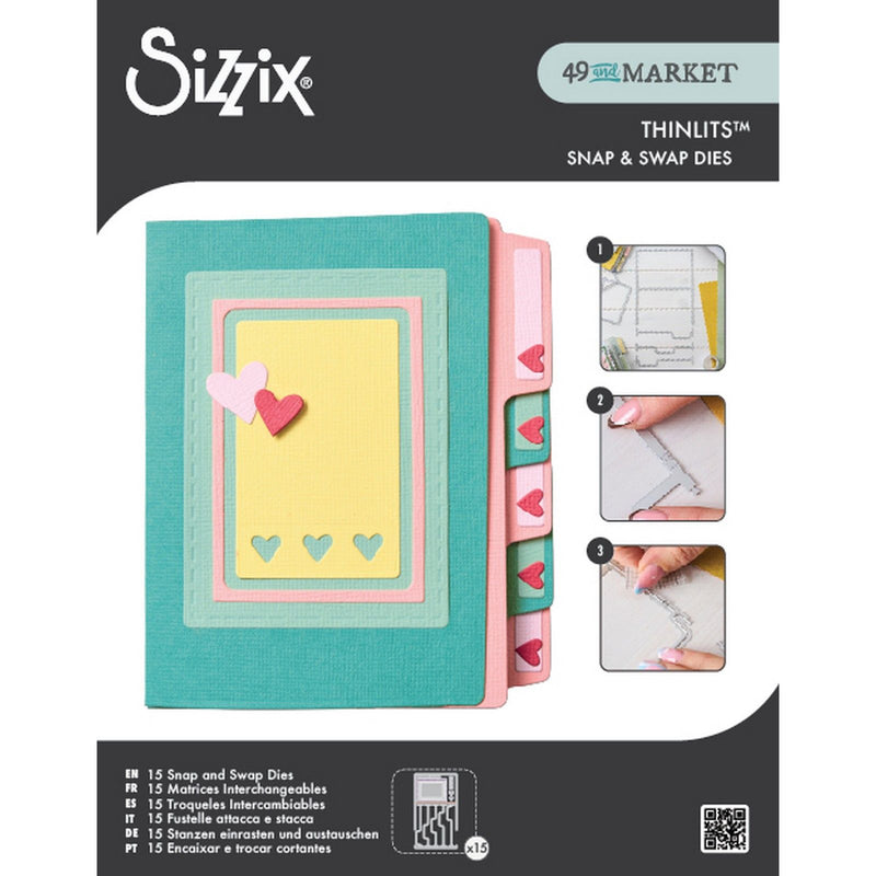 Load image into Gallery viewer, Sizzix • thinlits 15pcs die set snap and swap file folders by 49 and market
