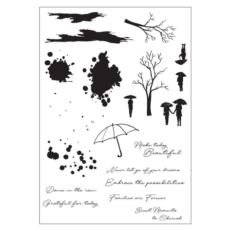 Load image into Gallery viewer, Sizzix • clear stamp a5 20pcs 3pcs framelits die creative coordinations, rainy day feeling
