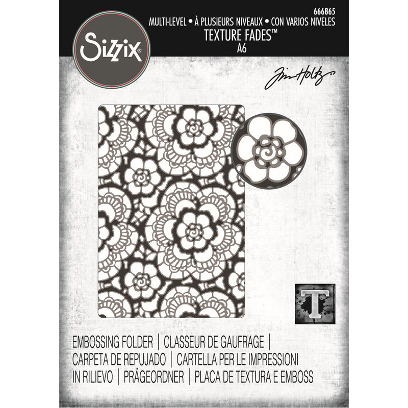 Load image into Gallery viewer, Sizzix • multi level textured impressions embossing folder vault lace by tim holtz
