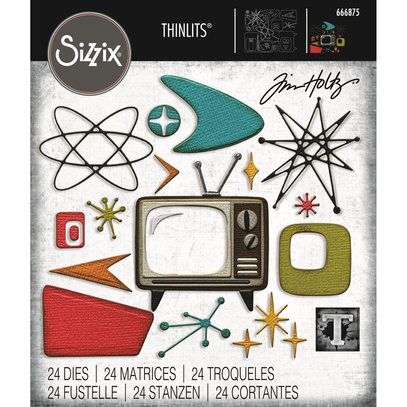 Load image into Gallery viewer, Sizzix • thinlits 24pcs die set vault atomic retro by tim holtz
