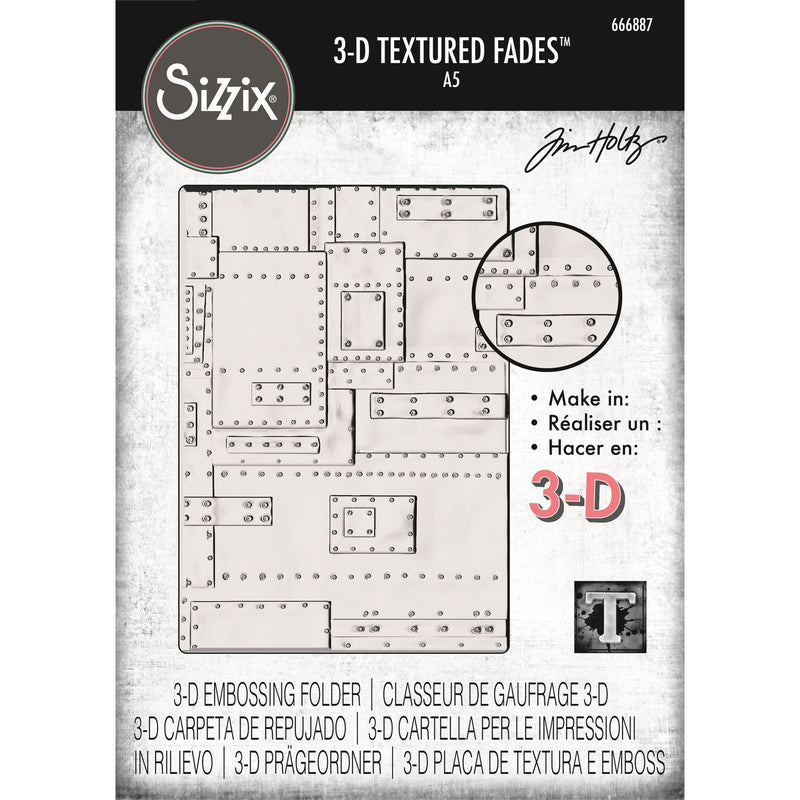Load image into Gallery viewer, Sizzix • 3d texture fades embossing folder foundry large a5 by tim holtz
