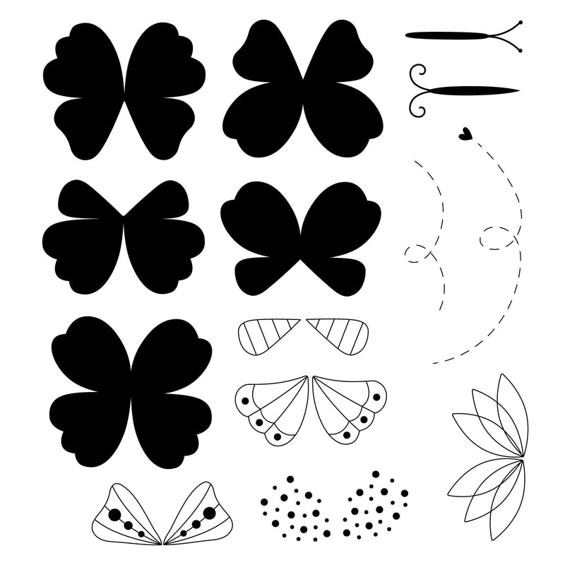 Load image into Gallery viewer, Sizzix • clear stamp set bright butterflies nr.1 by catherine pooler 14pcs
