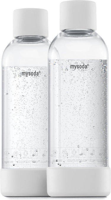 Mysoda - set van 2 herbruikbare flessen van 1 liter - wit- geschikt voor apparaten