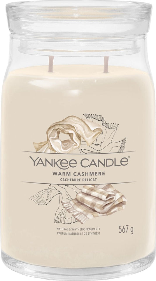 Yankee candle - warm cashmere large jar geurkaars - 90 branduren - twee lonten