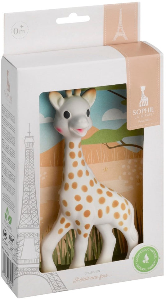 Sophie de giraf - bijtspeeltje - bijtspeelgoed - baby speelgoed - kraamcadeau - babyshower cadeau - in wit geschenkdoosje met savannah kleuren - 100% natuurlijk rubber - vanaf 0 maanden