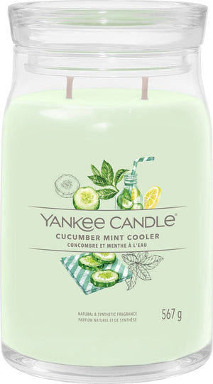 Yankee candle - cucumber mint cooler large jar geurkaars - 90 branduren - twee lonten