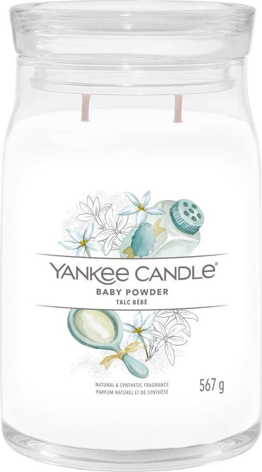 Yankee candle - baby powder large jar geurkaars - 90 branduren - twee lonten