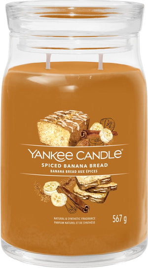 Yankee candle - spiced banana bread large jar geurkaars - 90 branduren - twee lonten