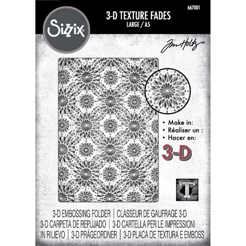 Load image into Gallery viewer, Sizzix • 3-d texture fades embossing folder kaleidoscope a5 by tim holtz

