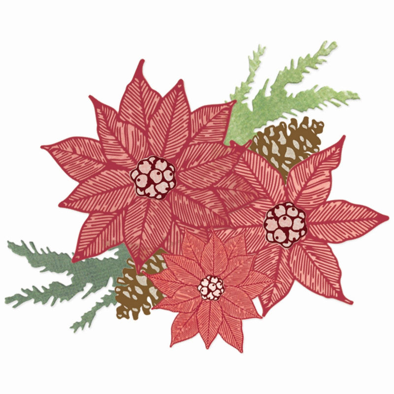 Load image into Gallery viewer, Sizzix • clear stamp set with framelits poinsettia trio by 49 and market 26pcs
