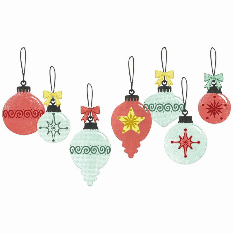 Load image into Gallery viewer, Sizzix • clear stamp set with framelits baubles by 49 and market 30pcs
