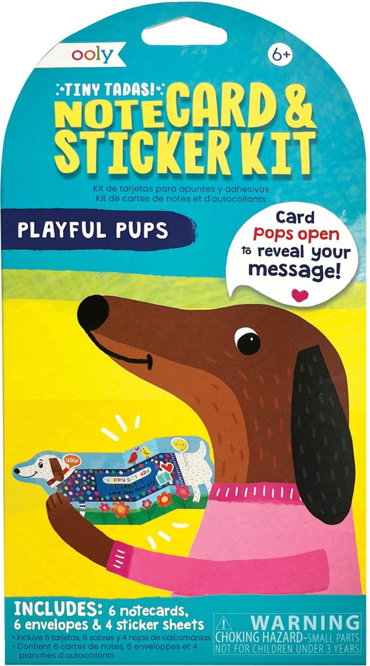 Ooly - tiny tadas! note cards sticker set - playful pups