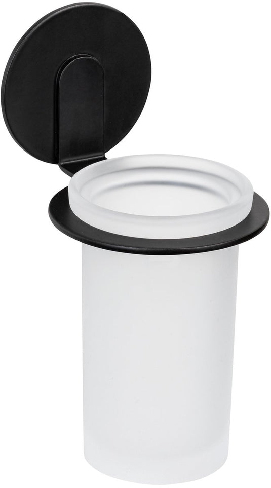 Wenko turbo-loc tandenborstelbeker bivio mat zwart aluminium - tandenborstelhouder - zwart - zelfklevend - zonder boren