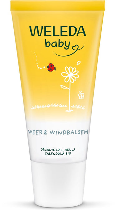Weleda baby weer en windbalsem - calendula - intensieve verzorging bij guur en koud weer - vormt natuurlijke beschermlaag zonder huid af te sluiten - 100% natuurlijke ingrediënten - 30ml