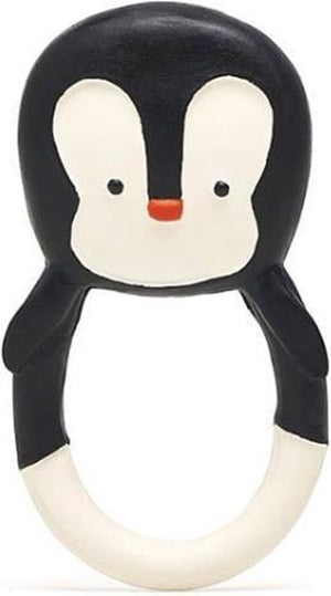 Lanco toys lanco rubberen bijtring - nui the pinguin - zwart - wit