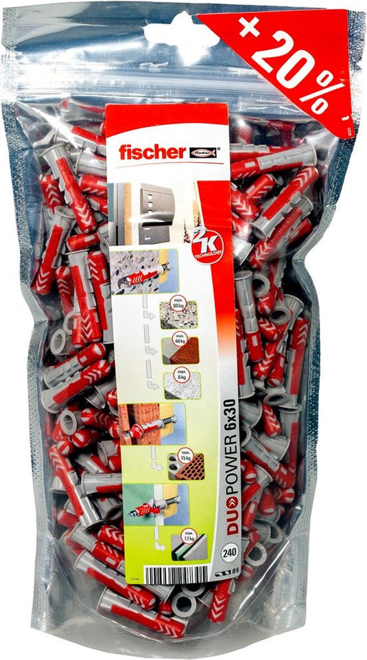 Fischer 536382 duopower 6 bigpack plug 30 mm 6 mm 240 stuk(s)