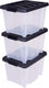 Iris handybox opbergbox - 15l - kunststof - transparant zwart - set van 3