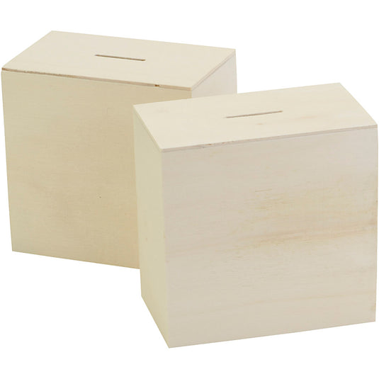 Creativ company houten spaarpot, 10x10x6cm, 10st.
