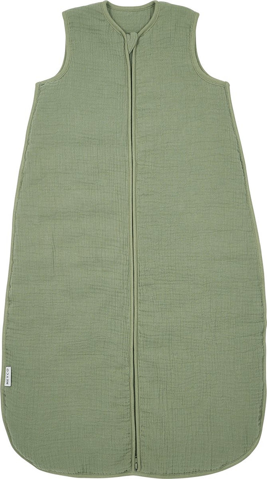 Meyco baby uni baby slaapzak gevoerd - pre-washed hydrofiel - olive green - 110cm - 2.0 tog