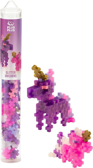 Plus-plus glitter unicorns eenhoorn – 100 delige bouwset – 4373 – bouwspeelgoed – constructiespeelgoed – set met bouwstenen – vanaf 5 jaar