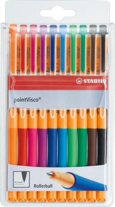 Stabilo pointvisco - rollerball - medium 0,5 mm - etui met 10 kleuren