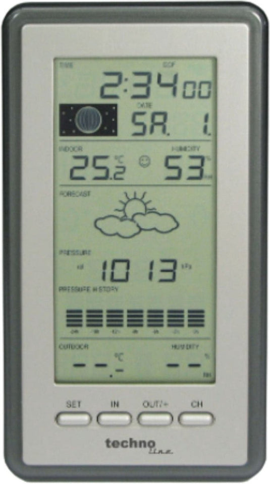 Technoline weerstation - ws 9040-it - 100x178x28mm - zilver grijs - met 1 buitensensor 100m - tl-ws9040-it