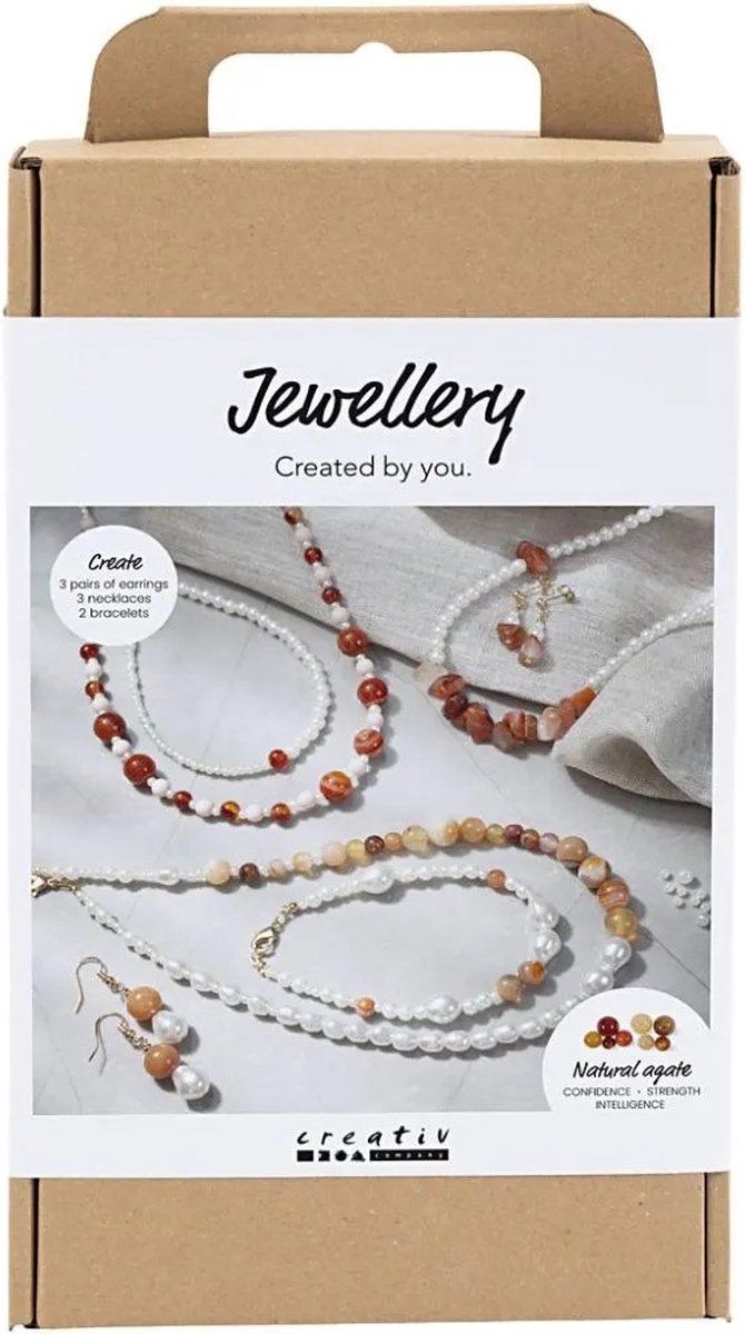 Load image into Gallery viewer, Creativ company hobbyset sieraden beige burnt orange wit parelmoer
