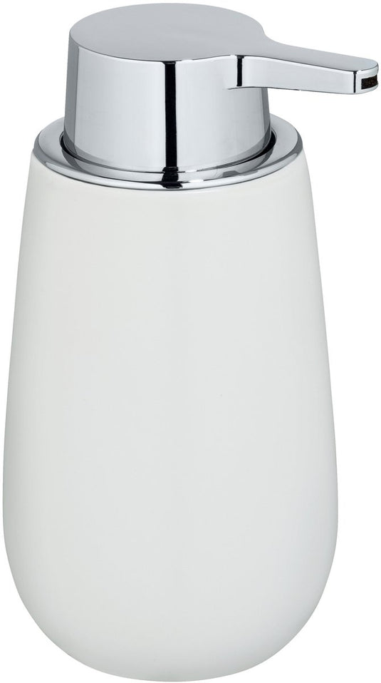 Wenko zeepdispenser badi wit mat keramiek 320ml - zeeppompje vrijstaand en navulbaar - badkamer toilet keuken