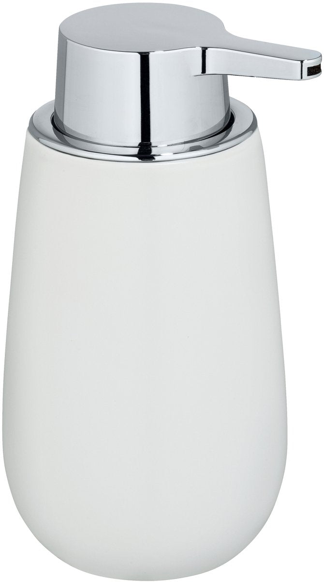 Afbeelding laden in galerijviewer, Wenko zeepdispenser badi wit mat keramiek 320ml - zeeppompje vrijstaand en navulbaar - badkamer toilet keuken
