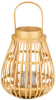Arti casa houten lantaarn met glas - decoratieve kaars lantaarn - 26 x 26 x 32 cm - beige