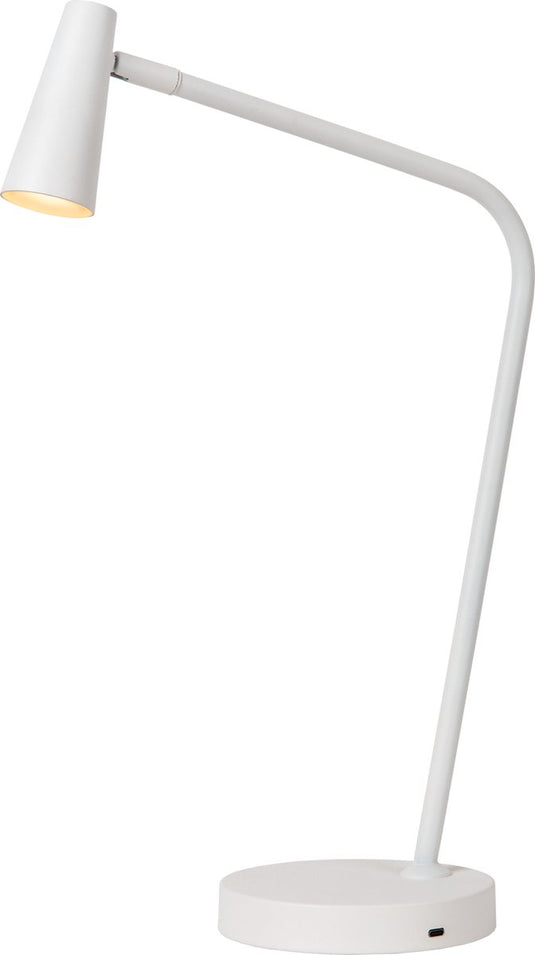 Lucide stirling - oplaadbare bureaulamp - accu batterij - led 3 stepdim - 1x3w 2700k - wit