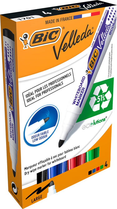 Bic whiteboard-marker 1701 velleda kunststofhouder breed 1-5mm assorti rond