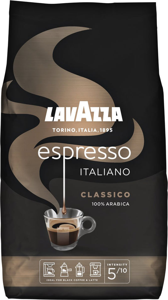 Lavazza espresso italiano classico koffiebonen - 100% arabica koffie bonen - intensiteit 5 10 - 1 kg