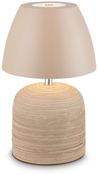 B.k.licht briloner cera – tafellamp oplaadbaar – draadloos – voor binnen en buiten – dimbaar – oplaadbare accu – keramiek – beige – ø14 x 36 cm