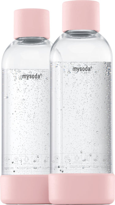 Mysoda - set van 2 herbruikbare flessen van 1 liter - light pink - geschikt voor apparaten