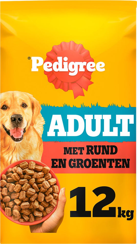 Pedigree hondenbrokken - adult droogvoer - rund en groenten - 12kg