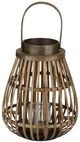 Arti casa houten lantaarn met glas - decoratieve waxinelichthouder - 26 x 26 x 32 cm - bruin