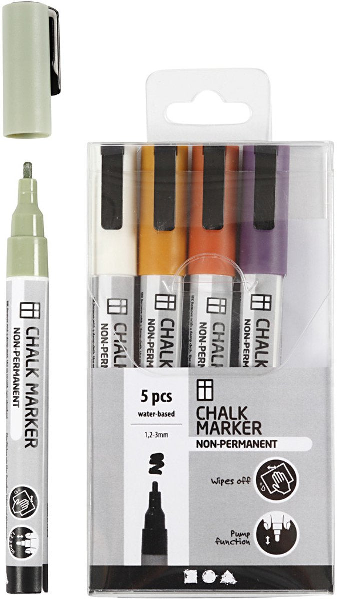 Load image into Gallery viewer, Creativ company krijt markers pastelkleuren, 5st.
