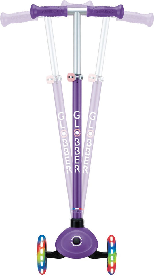 Globber 3-wiel step - primo plus lights purple - paars - lichtgevende wielen - in hoogte verstelbaar - vanaf 3 tot 9 jaar