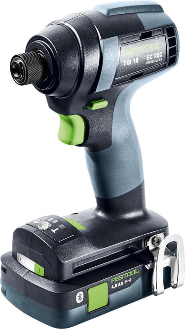 Festool tid 18 hpc4,0 i-plus 18v li-ion accu slagschroevendraaier set (2x 4,0ah) in systainer + promo bitcassette - 180nm - 8x220mm - koolborstelloos